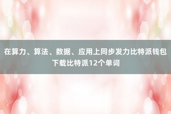 在算力、算法、数据、应用上同步发力比特派钱包下载比特派12个单词