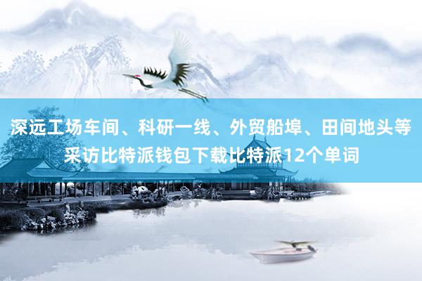 深远工场车间、科研一线、外贸船埠、田间地头等采访比特派钱包下载比特派12个单词