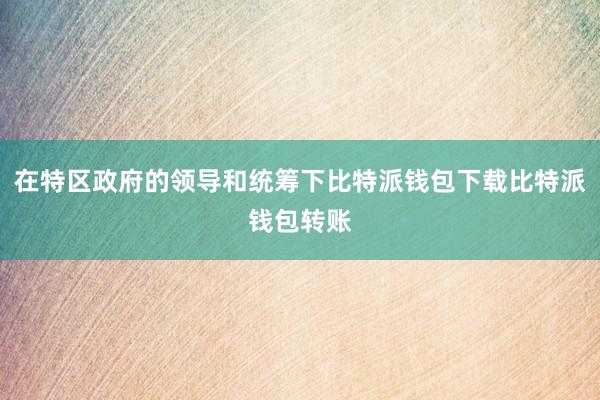 在特区政府的领导和统筹下比特派钱包下载比特派钱包转账