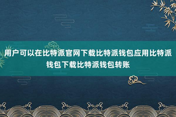 用户可以在比特派官网下载比特派钱包应用比特派钱包下载比特派钱包转账