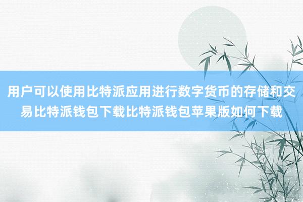 用户可以使用比特派应用进行数字货币的存储和交易比特派钱包下载比特派钱包苹果版如何下载