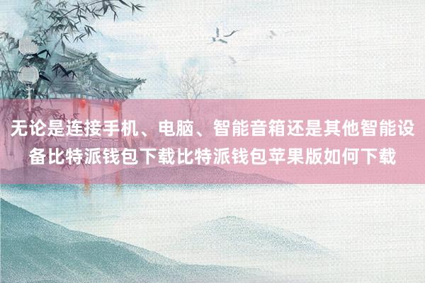 无论是连接手机、电脑、智能音箱还是其他智能设备比特派钱包下载比特派钱包苹果版如何下载