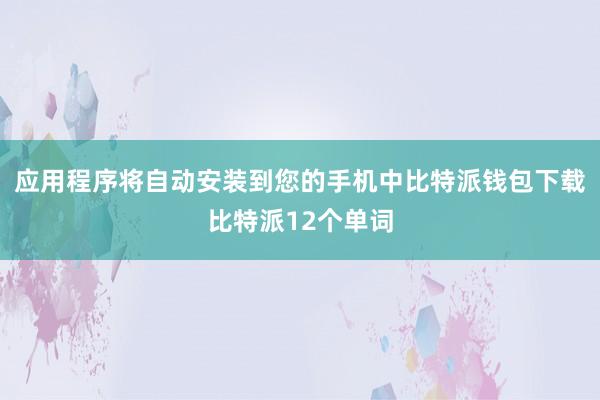 应用程序将自动安装到您的手机中比特派钱包下载比特派12个单词