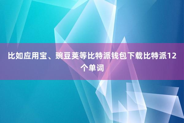 比如应用宝、豌豆荚等比特派钱包下载比特派12个单词