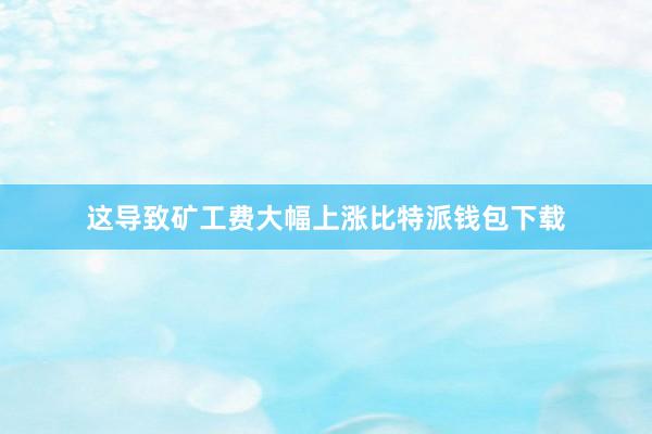 这导致矿工费大幅上涨比特派钱包下载