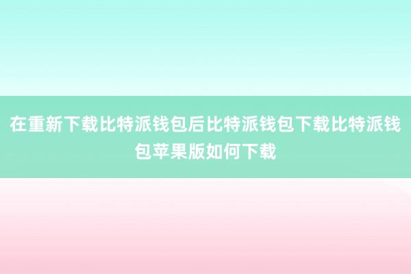 在重新下载比特派钱包后比特派钱包下载比特派钱包苹果版如何下载