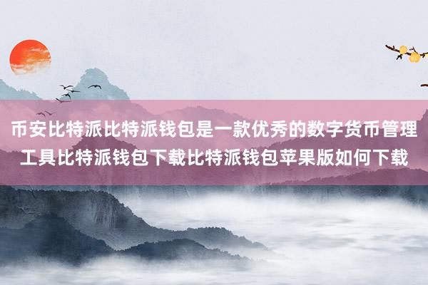 币安比特派比特派钱包是一款优秀的数字货币管理工具比特派钱包下载比特派钱包苹果版如何下载