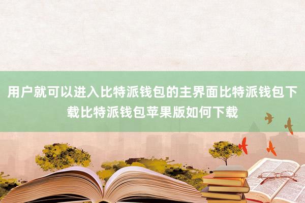 用户就可以进入比特派钱包的主界面比特派钱包下载比特派钱包苹果版如何下载