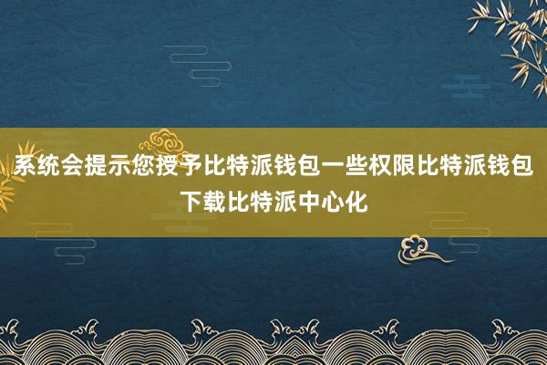 系统会提示您授予比特派钱包一些权限比特派钱包下载比特派中心化