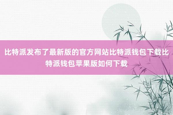 比特派发布了最新版的官方网站比特派钱包下载比特派钱包苹果版如何下载