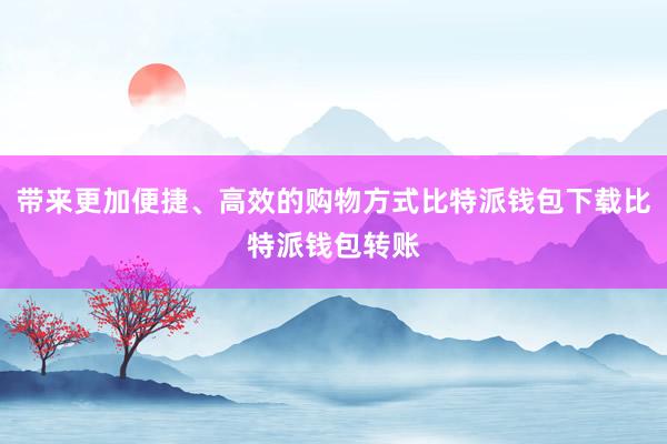 带来更加便捷、高效的购物方式比特派钱包下载比特派钱包转账