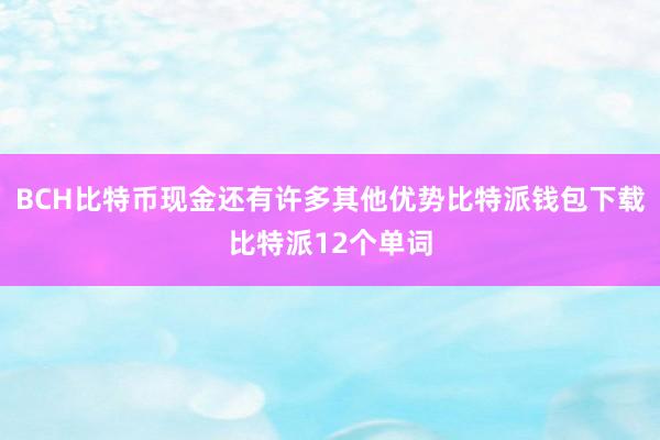 BCH比特币现金还有许多其他优势比特派钱包下载比特派12个单词