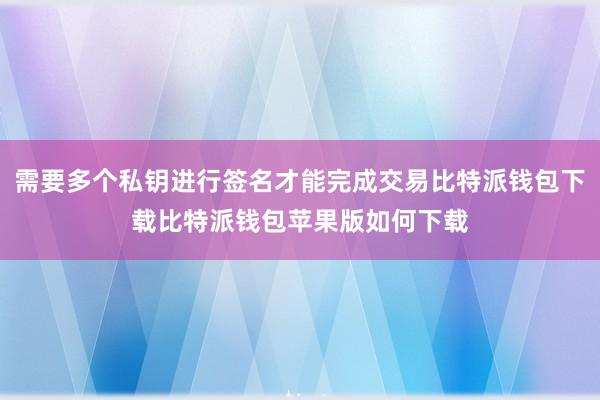 需要多个私钥进行签名才能完成交易比特派钱包下载比特派钱包苹果版如何下载